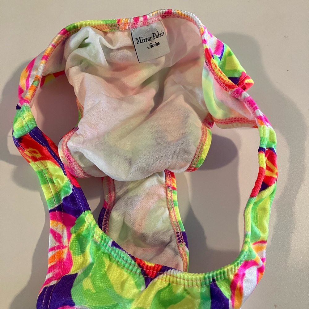 Mirror Palais Swim Mom High Cut Bikini Bottom Candyland Retro 90s Floral NWOT XS - Picture 4 of 6